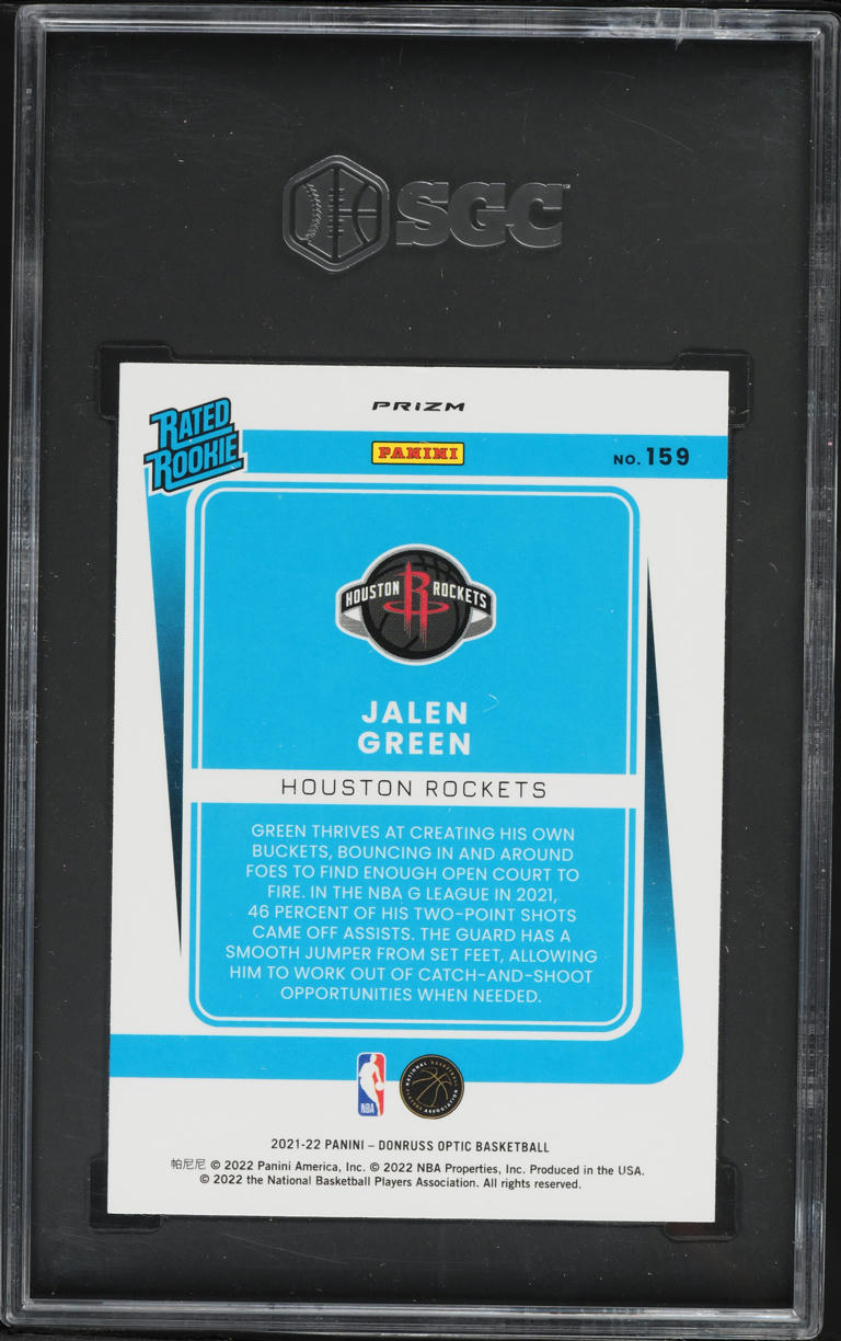 2021 Donruss Optic Blue Velocity Prizm Jalen Green ROOKIE #159 SGC 8 NM-MT