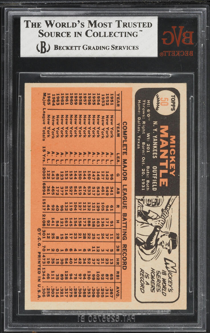 1966 Topps Mickey Mantle #50 BVG 4.5 VGEX+