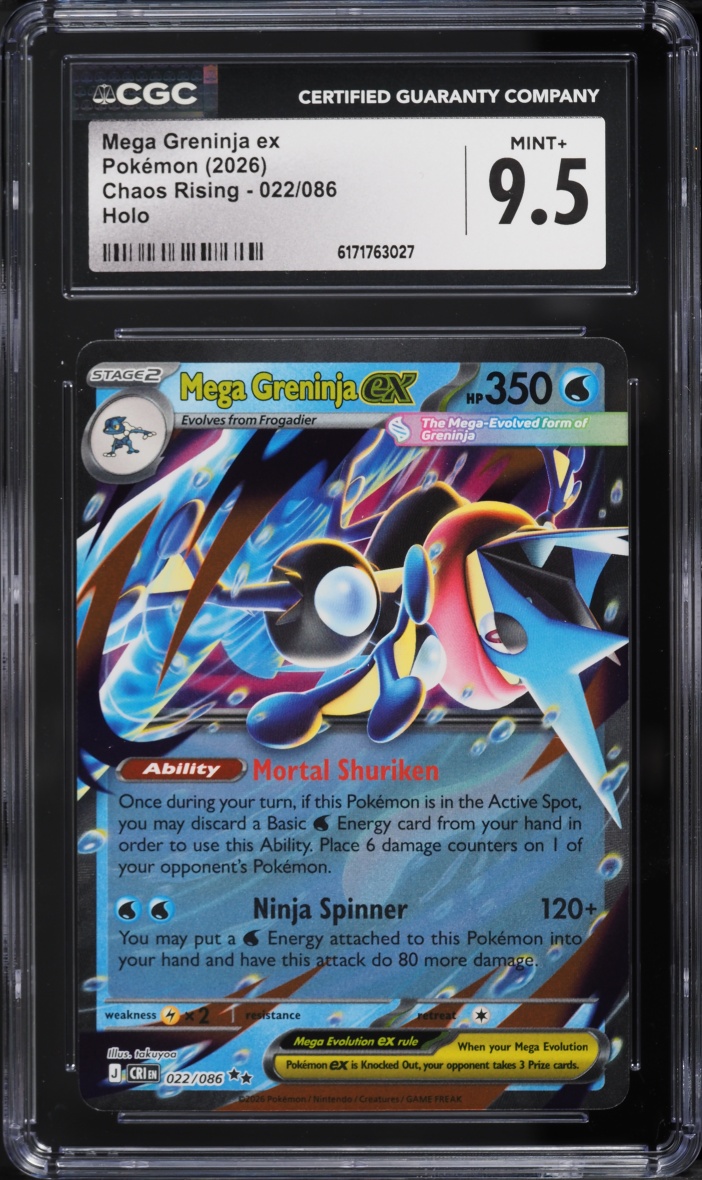 2026 Pokemon Mega Evolution Chaos Rising Holo Mega Greninja Ex #022 CGC 9.5 MINT+