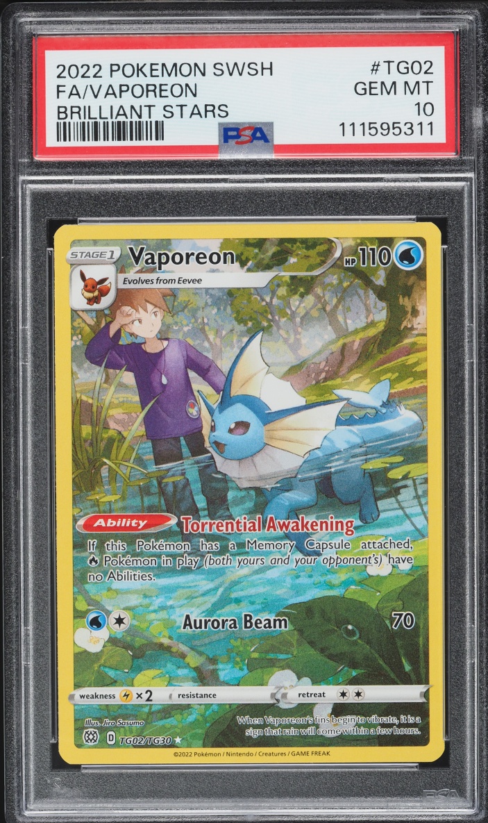 2022 Pokemon Sword & Shield Brilliant Stars Trainer Gallery CHR Vaporeon #TG02 PSA 10 GEM MINT