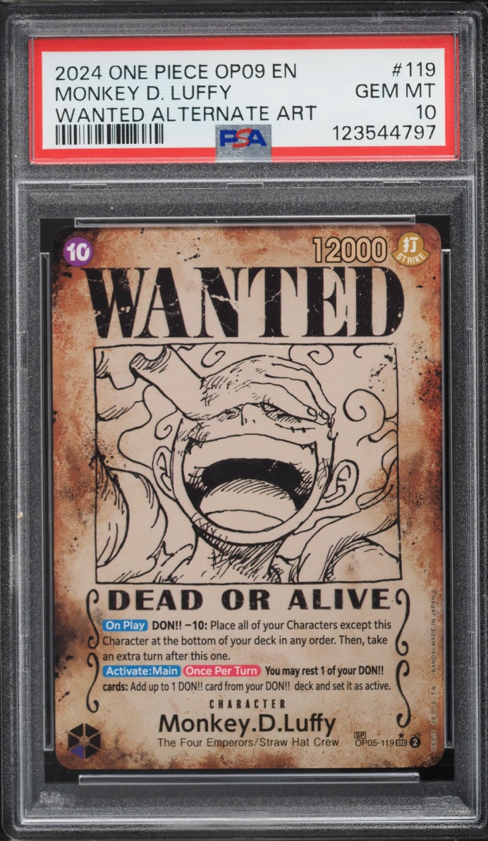 2024 One Piece Emperors Of The New World Wanted SP Alt Art Monkey D. Luffy #OP09-119 PSA 10
