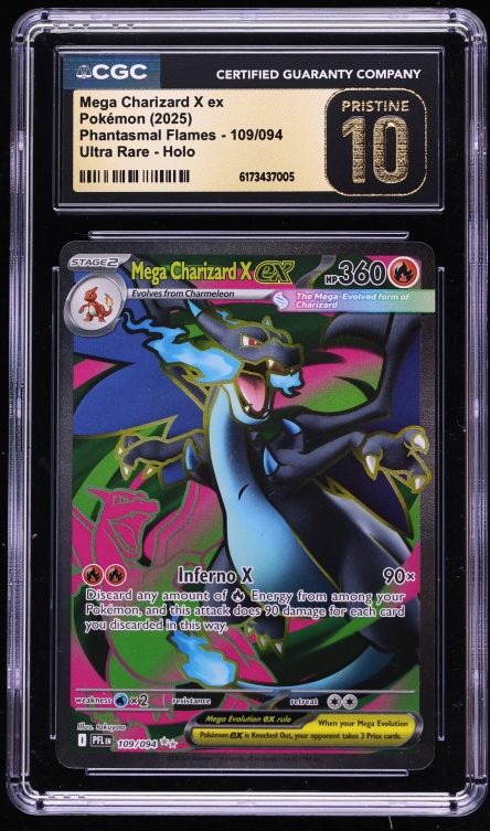 2025 Pokemon Mega Evolution Phantasmal Flames Full Art Mega Charizard X ex #109 CGC 10 PRISTINE