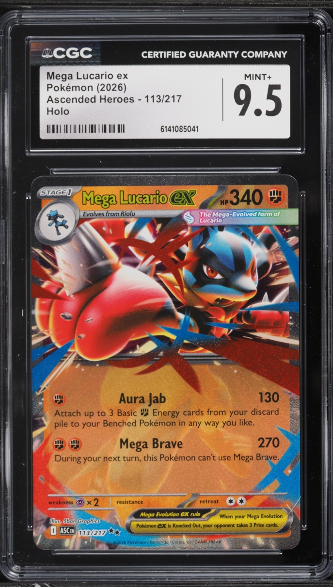 2026 Pokemon Ascended Heroes Holo Mega Lucario Ex #113 CGC 9.5 MINT+