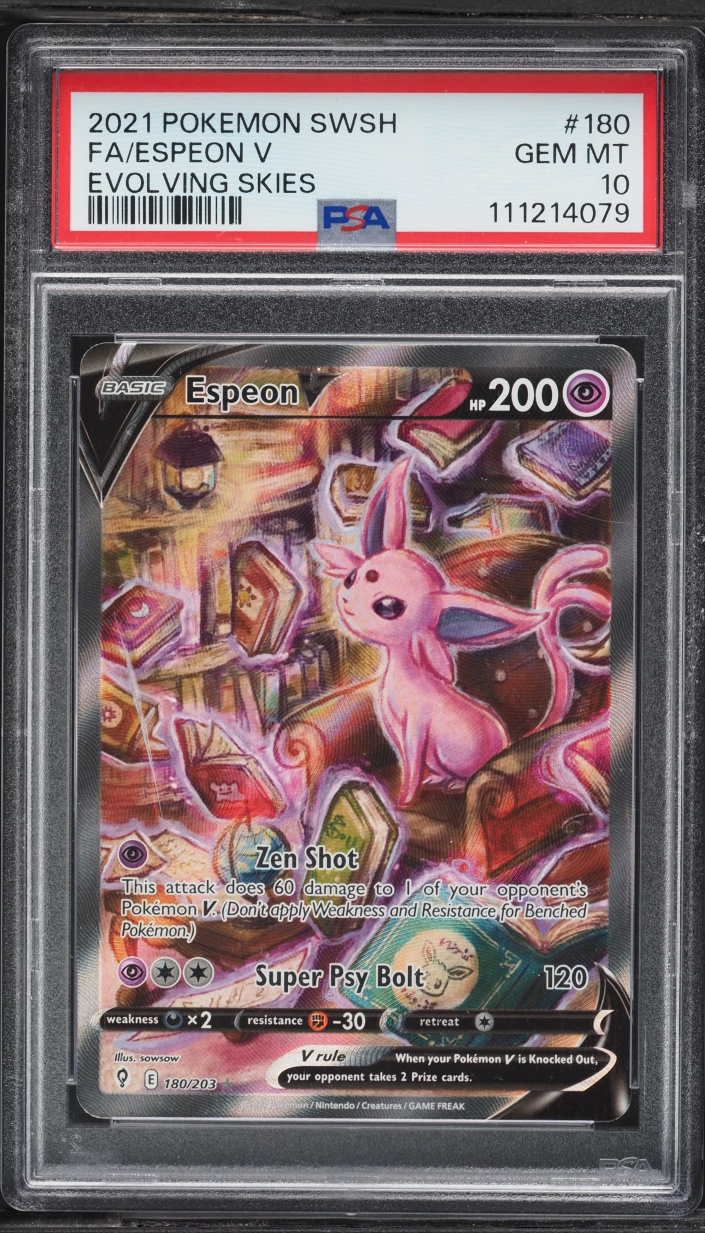2021 Pokemon Sword & Shield Evolving Skies Full Art Espeon V #180 PSA 10 GEM MINT