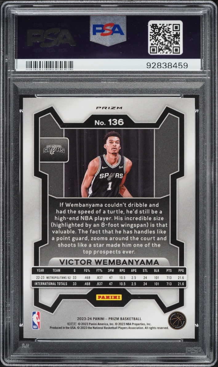 2023 Panini Prizm Orange Ice Victor Wembanyama ROOKIE #136 PSA 10 GEM MINT