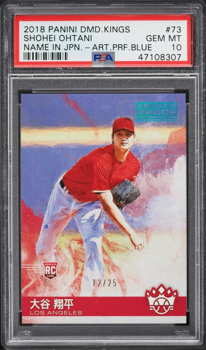 2018 Panini Diamond Kings Name In Japanese Proof Blue Shohei Ohtani ROOKIE /25 #73 PSA 10 GEM
