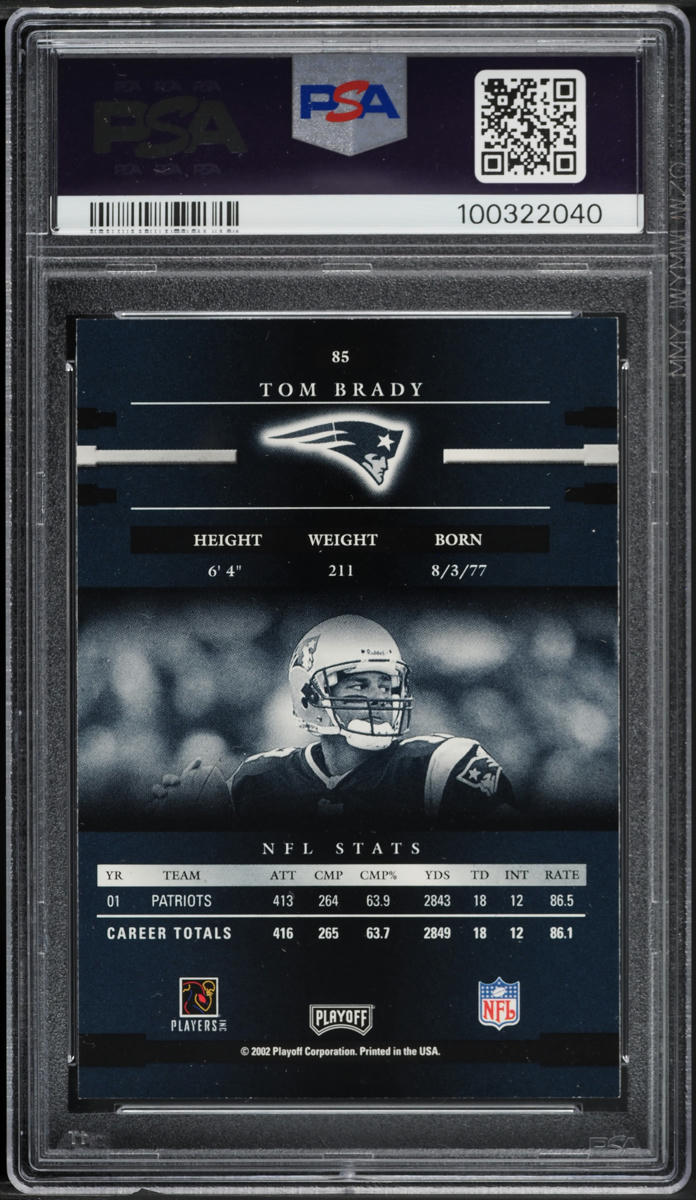 2002 Playoff Prestige Tom Brady #85 PSA 8 NM-MT