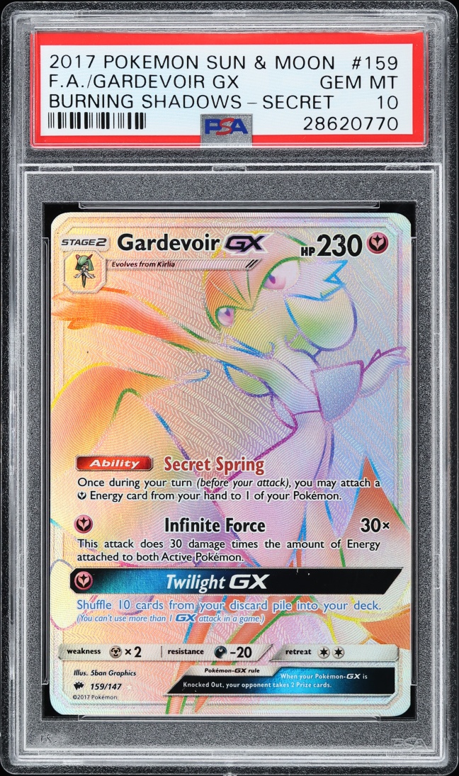 2017 Pokemon Sun & Moon Burning Shadows Rainbow Rare Gardevoir GX #159 PSA 10 GEM MINT