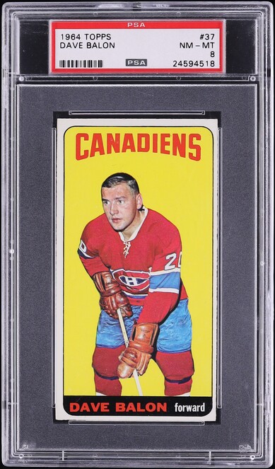 1964 Topps Hockey Dave Balon #37 PSA 8 NM-MT