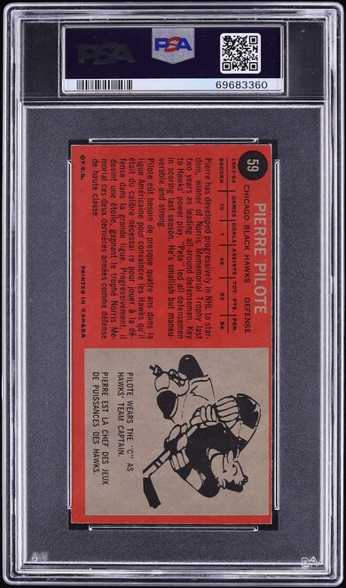 1964 Topps Hockey Pierre Pilote #59 PSA 7 NRMT