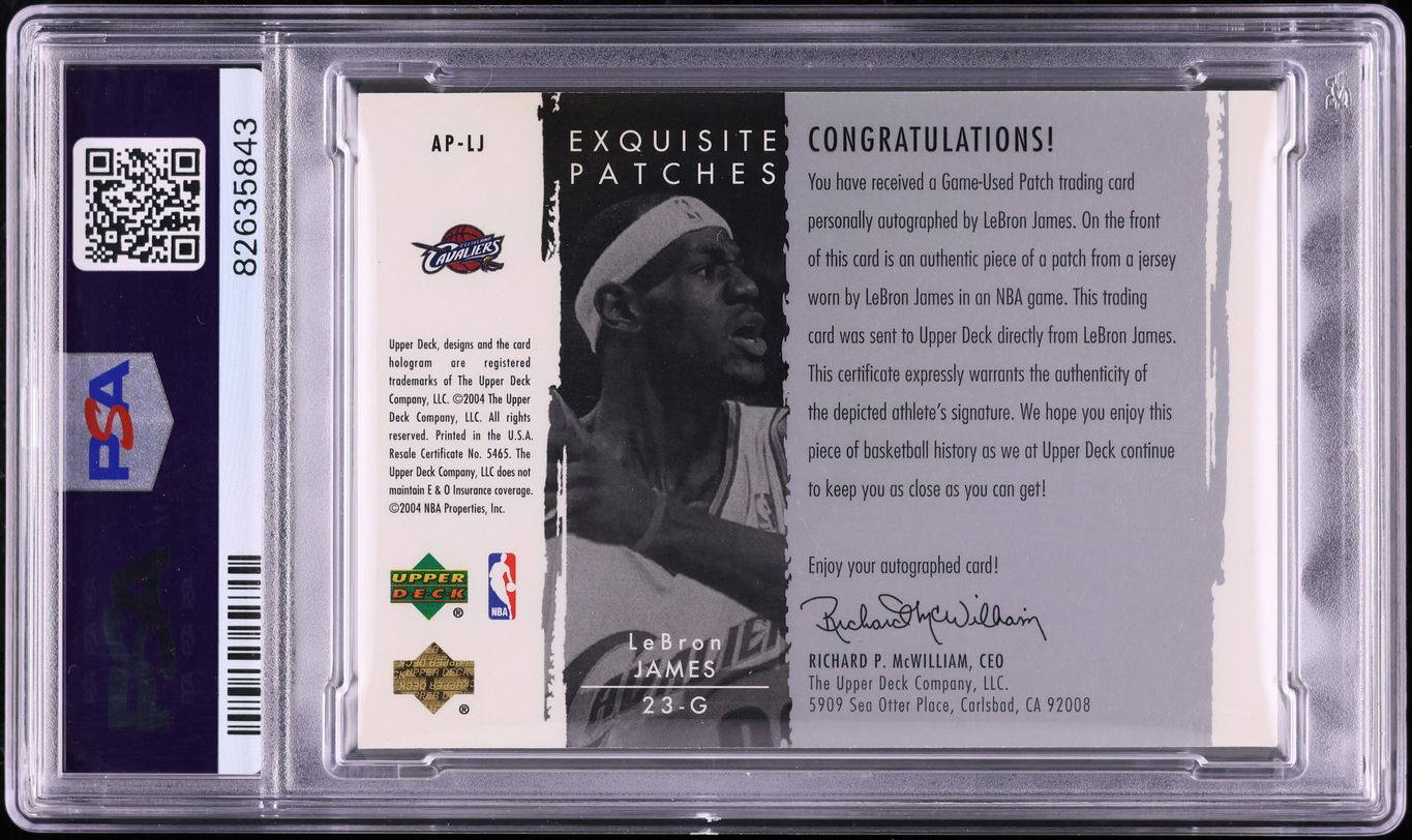 2003 Exquisite Collection LeBron James ROOKIE PATCH AUTO DNA 10 /100 PSA 8 NM-MT