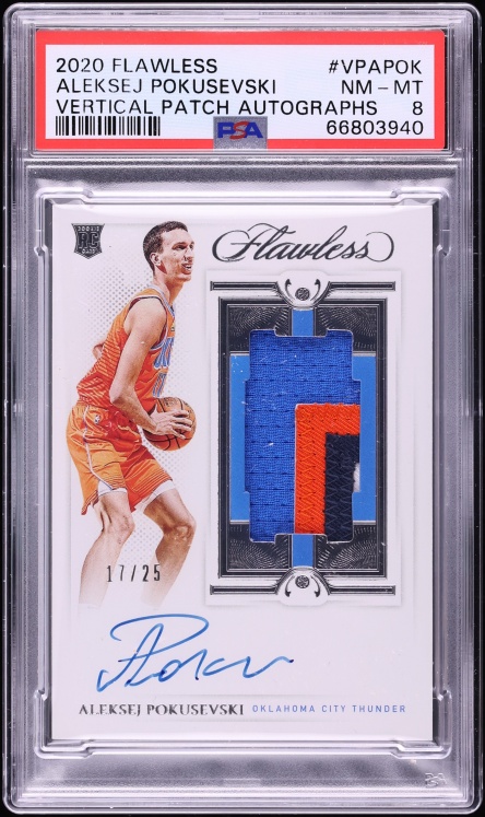 2020 Panini Flawless Vertical Aleksej Pokusevski ROOKIE PATCH AUTO /25 #VPA-POK PSA 8 NM-MT