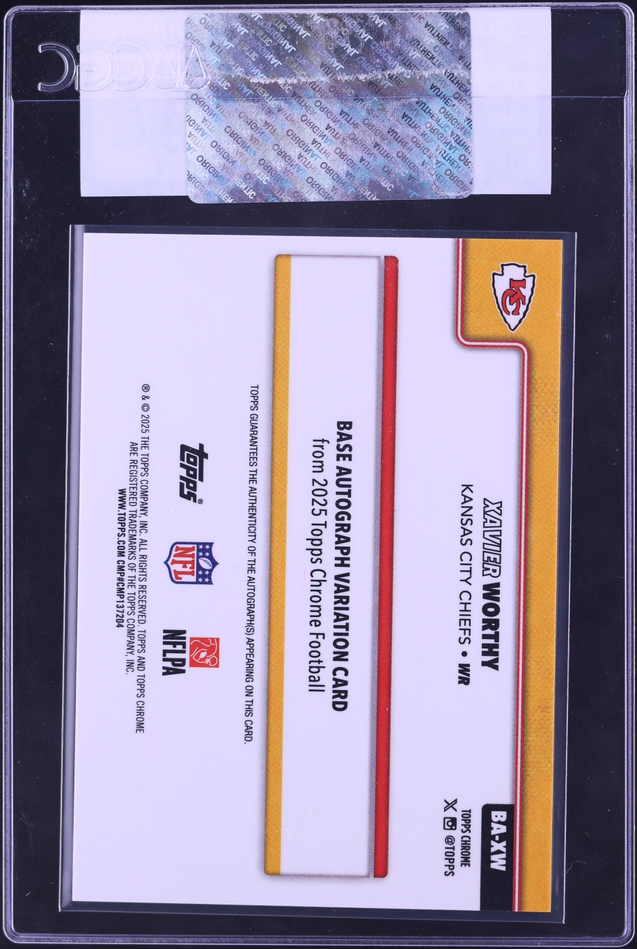 2025 Topps Chrome Green Geometric Refractor Xavier Worthy AUTO /99 #BA-XW CGC AUTH