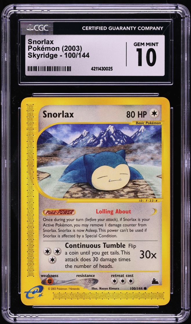 2003 Pokemon Skyridge Snorlax #100 CGC 10 GEM MINT