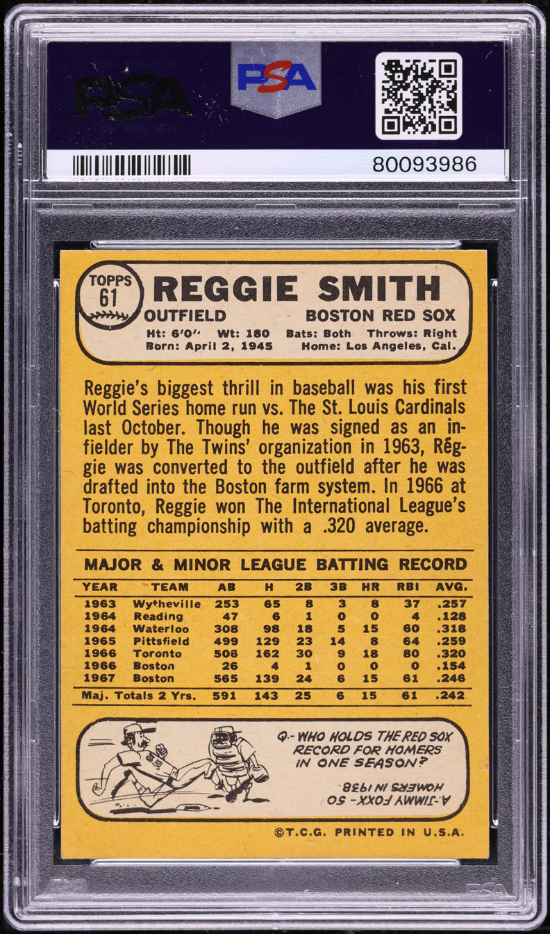 1968 Topps Reggie Smith #61 PSA 7 NRMT