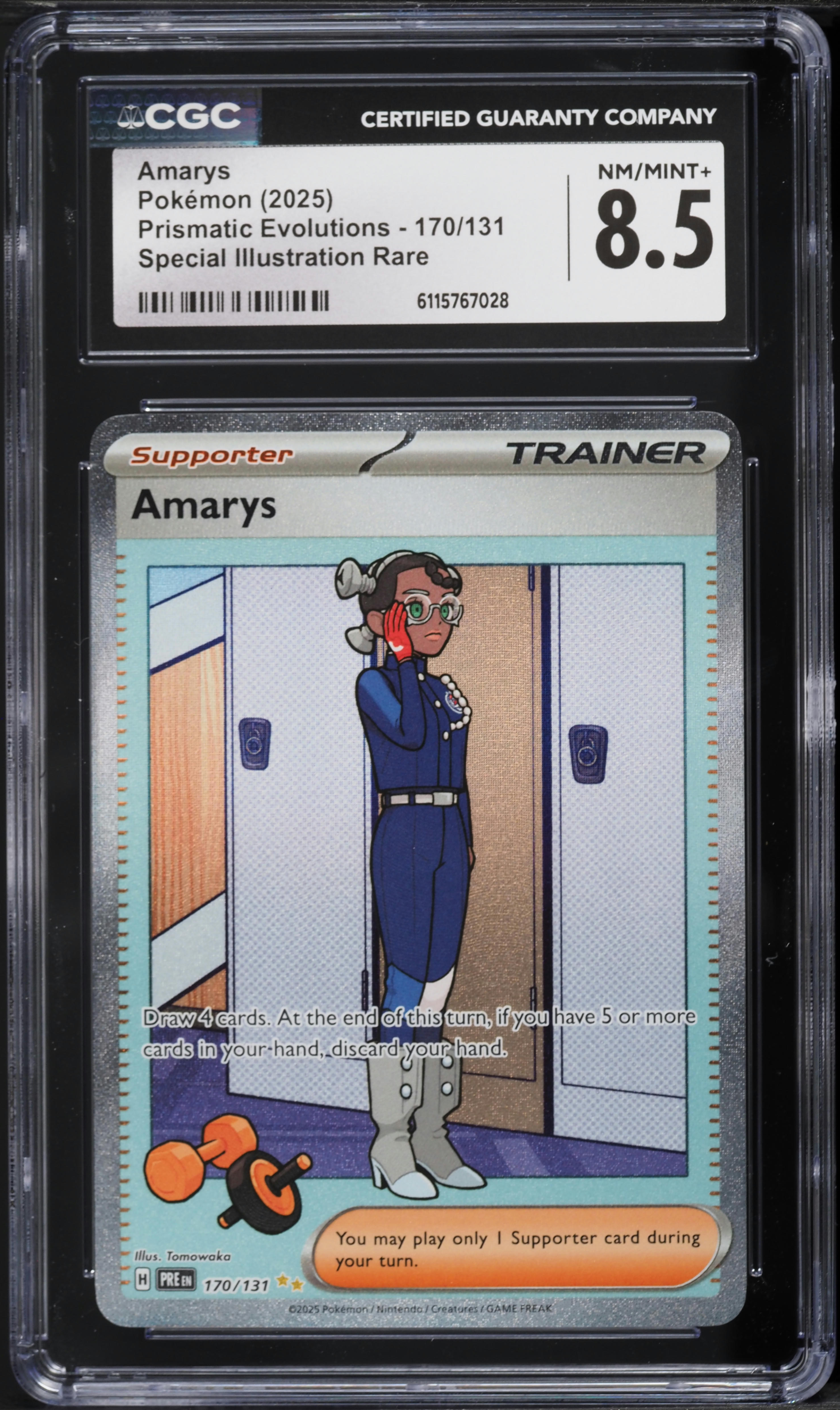 2025 Pokemon Scarlet & Violet Prismatic Evolutions SIR Amarys #170 CGC 8.5 NM-MT+