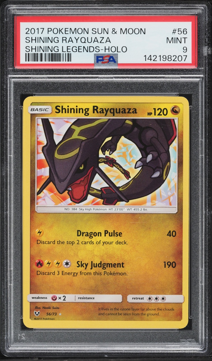 2017 Pokemon Sun & Moon Shining Legends Holo Shining Rayquaza #56 PSA 9 MINT