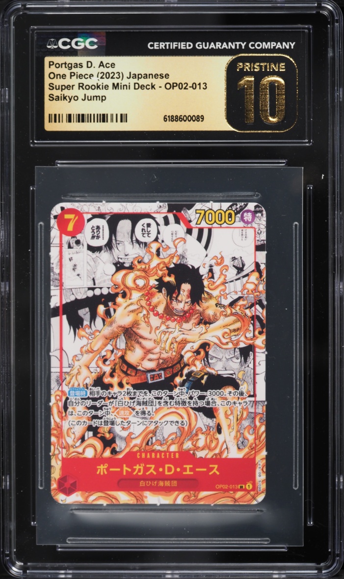 2023 One Piece Japanese Mini Deck Saikyo Foil Manga Alt Art Portgas D. Ace #OP02-013 CGC 10