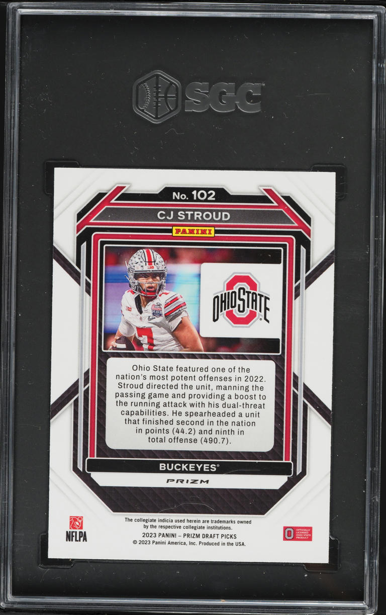 2023 Panini Prizm Draft Picks Red Ice CJ Stroud ROOKIE #102 SGC 9.5 MINT+