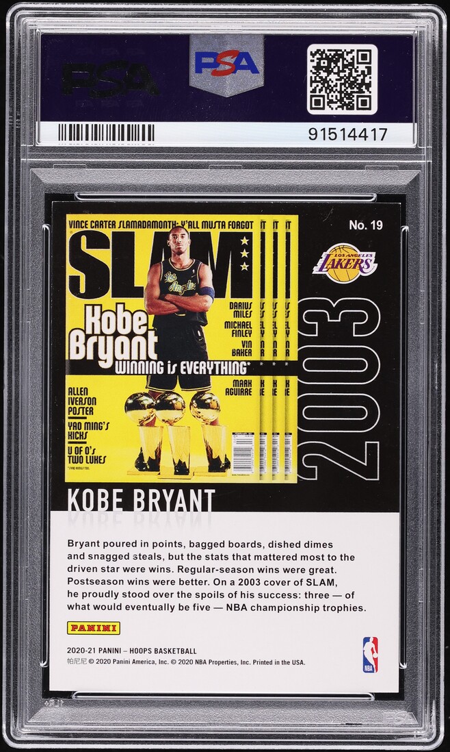 2020 Hoops Slam Kobe Bryant #19 PSA 8 NM-MT on Fanatics Collect