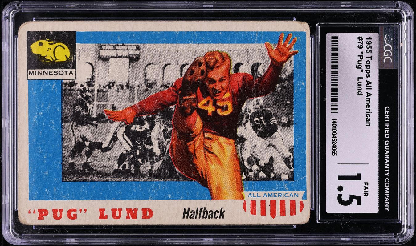 1955 Topps All American Pug Lund #79 CGC 1.5 FR