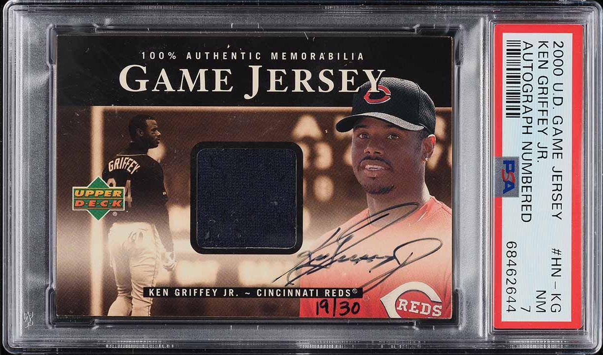 2000 Upper Deck Game Jersey Ken Griffey Jr. PATCH AUTO /30 #HN-KG PSA 7 NRMT