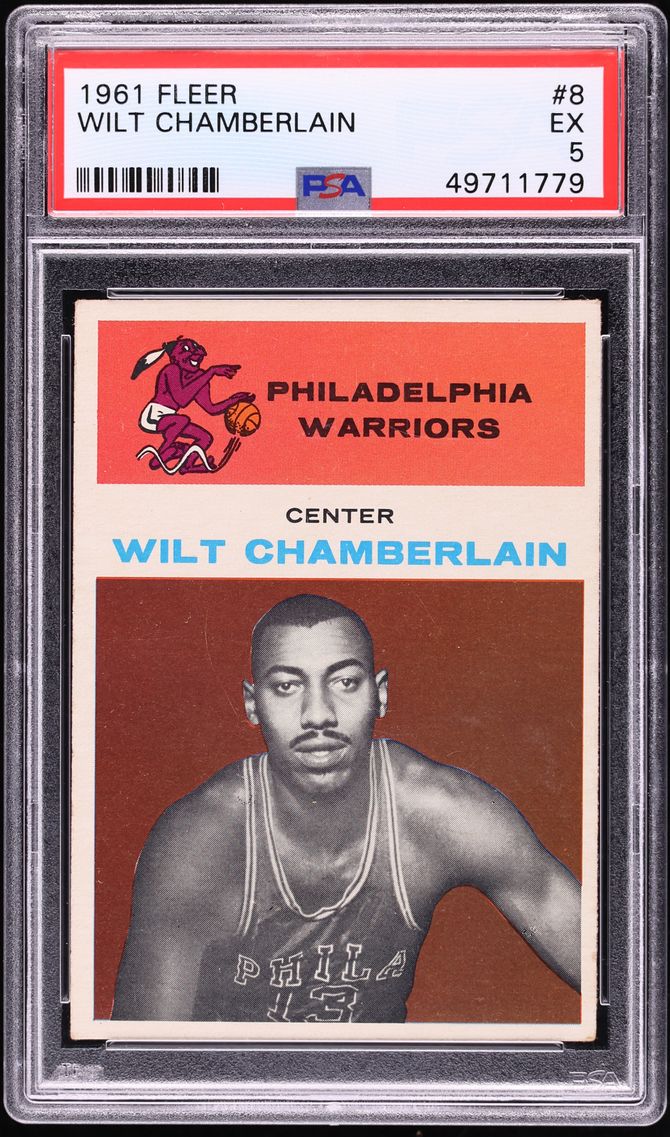 1961 Fleer Basketball Wilt Chamberlain ROOKIE #8 PSA 5 EX