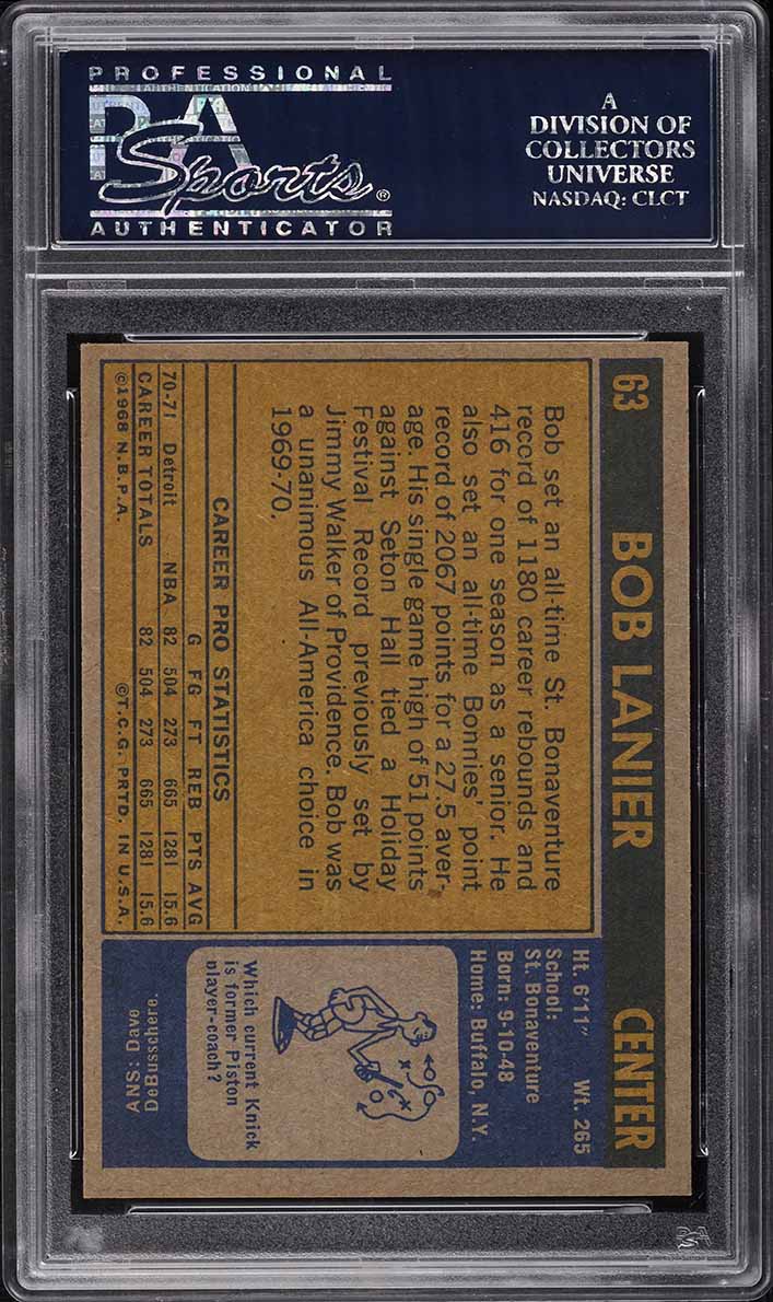 1971 Topps Basketball Bob Lanier ROOKIE #63 PSA 8 NM-MT