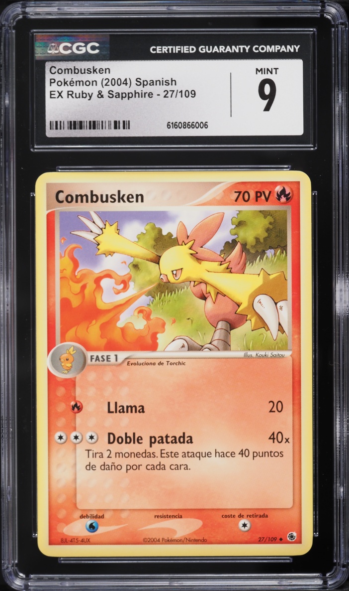 2004 Pokemon Spanish EX Ruby & Sapphire Combusken #27 CGC 9 MINT