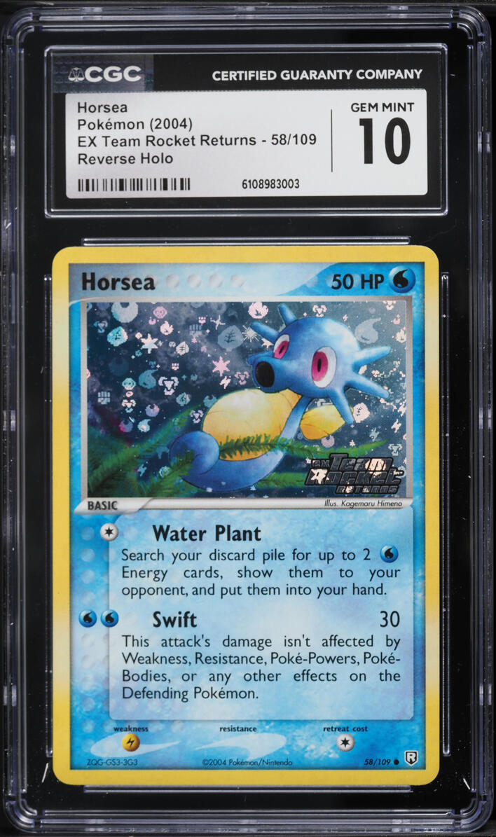 2004 Pokemon EX Team Rocket Returns Reverse Holo Horsea #58 CGC 10 GEM MINT