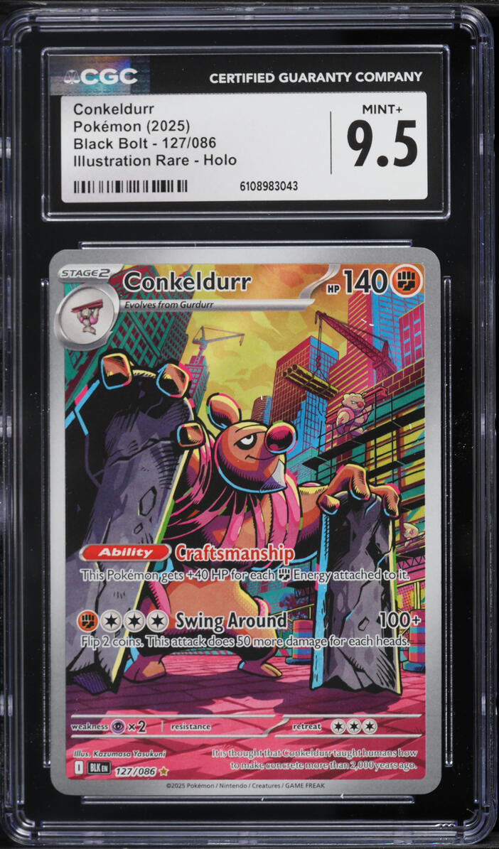 2024 Pokemon Scarlet & Violet Black Bolt IR Conkeldurr #127 CGC 9.5 MINT+