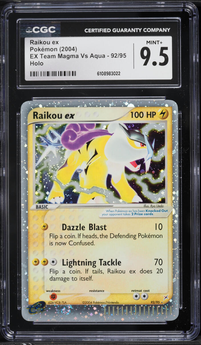 2004 Pokemon EX Team Magma Vs Aqua Holo Raikou ex #92 CGC 9.5 MINT+