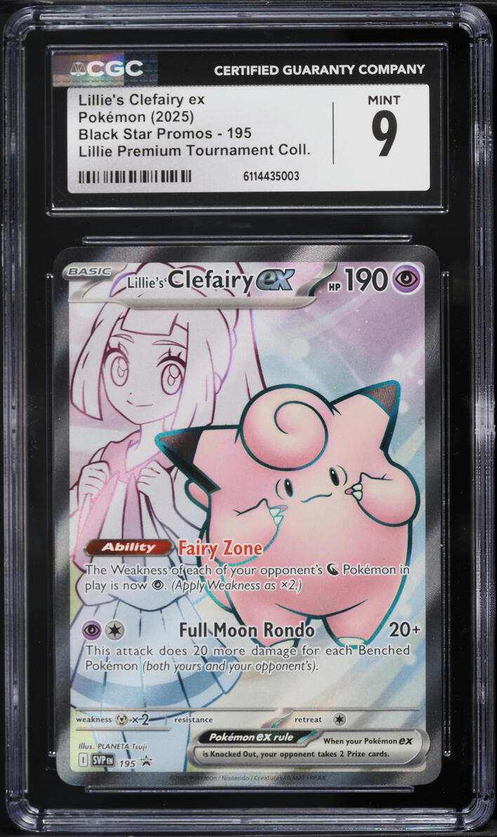 2025 Pokemon Scarlet & Violet Promo Premium Full Art Lillie's Clefairy ex #195 CGC 9 MINT