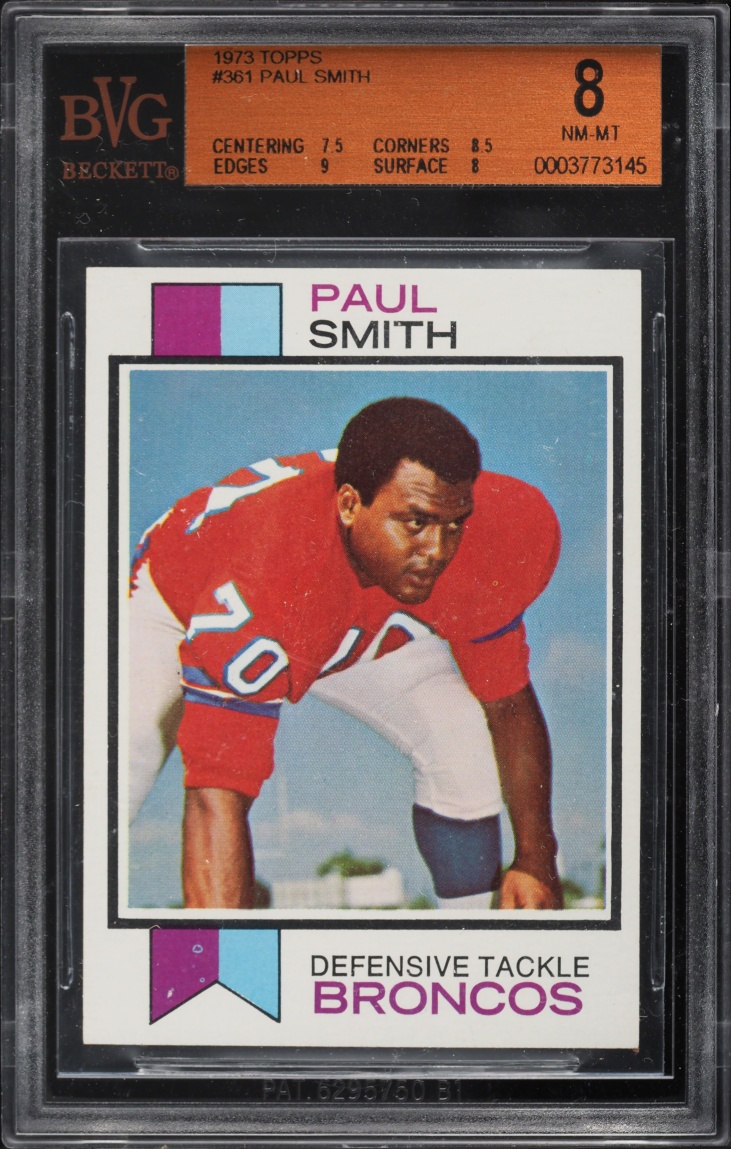 1973 Topps Football Paul Smith #361 BVG 8 NM-MT
