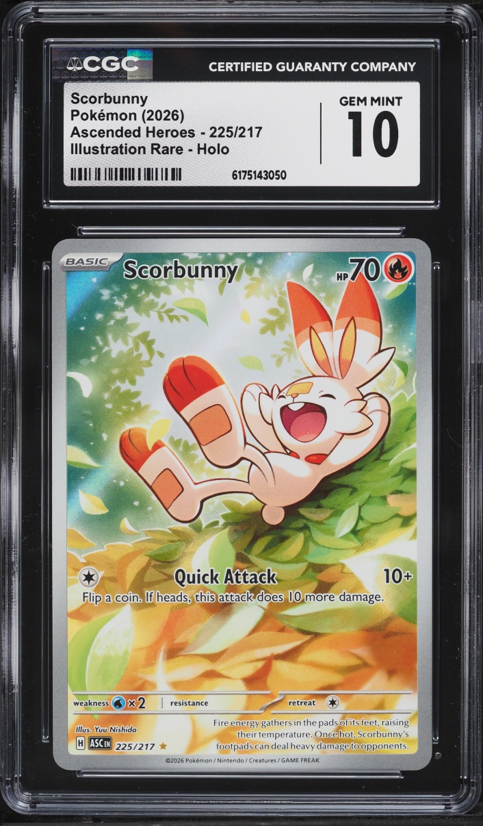 2026 Pokemon Mega Evolution Ascended Heroes IR Scorbunny #225 CGC 10 GEM MINT