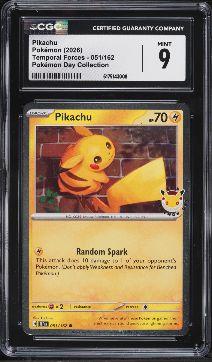 2026 Pokemon Scarlet & Violet Temporal Forces Day Collection Pikachu #51 CGC 9 MINT