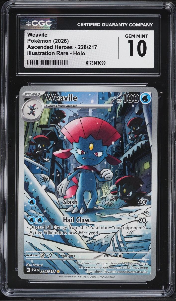 2026 Pokemon Mega Evolution Ascended Heroes IR Weavile #228 CGC 10 GEM MINT