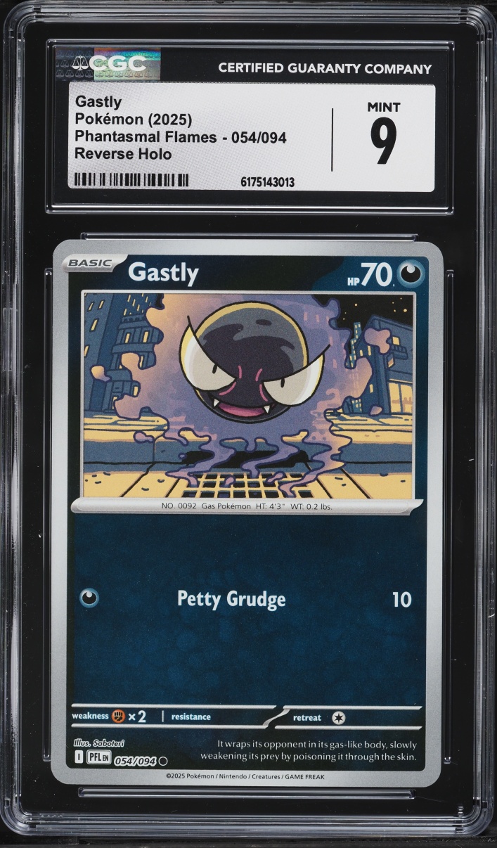 2025 Pokemon Mega Evolution Phantasmal Flames Reverse Holo Gastly #054 CGC 9 MINT