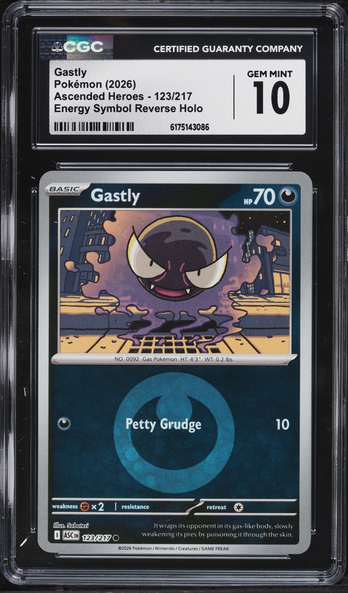 2026 Pokemon Mega Ascended Heroes Energy Symbol Reverse Holo Gastly #123 CGC 10 GEM MINT