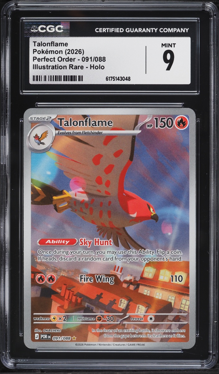 2026 Pokemon Mega Evolution Perfect Order IR Talonflame #091 CGC 9 MINT