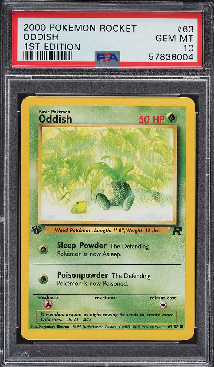 2000 Pokemon Team Rocket 1st Edition Oddish #63 PSA 10 GEM MINT