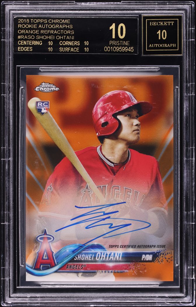 2018 Topps Chrome Orange Refractor Shohei Ohtani ROOKIE AUTO /25 BGS 10 PRISTINE, BLACK LABEL