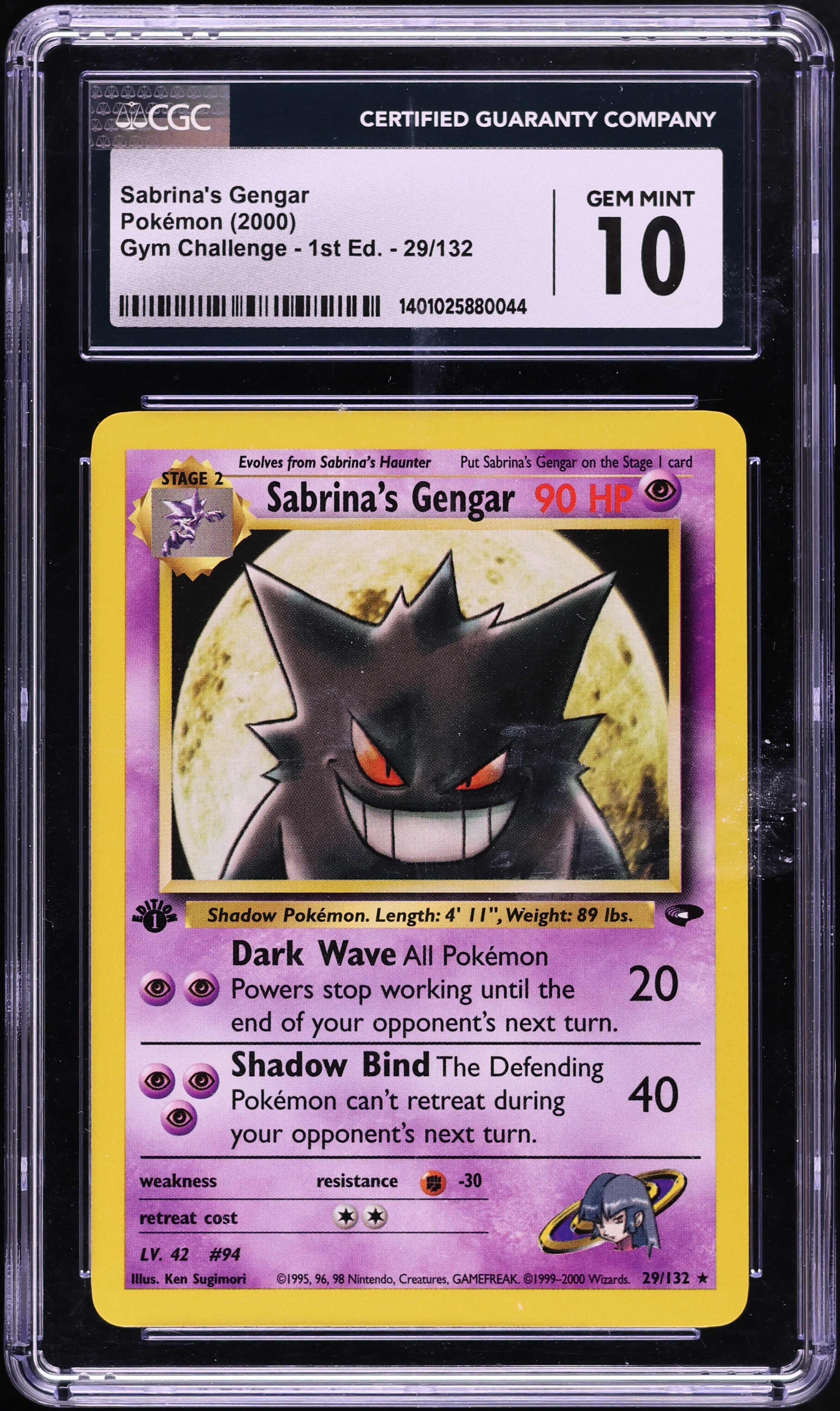 2000 Pokemon Gym Challenge 1st Edition Sabrina's Gengar #29 CGC 10 GEM MINT