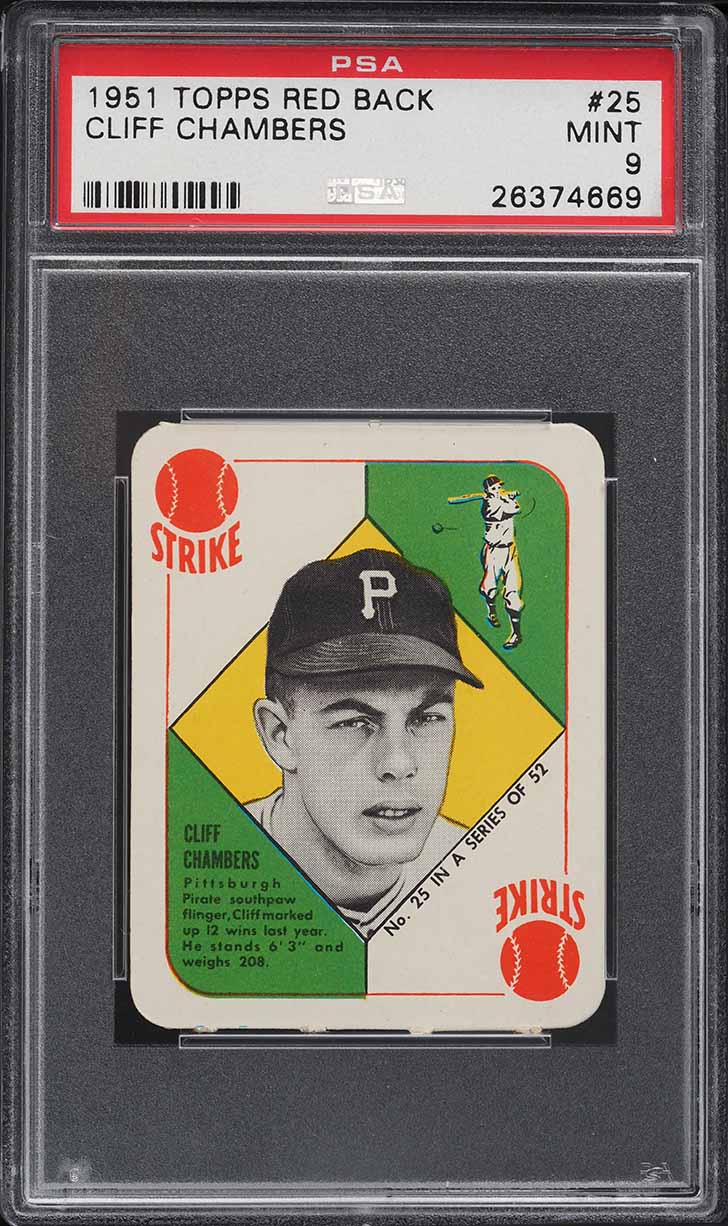 1951 Topps Red Back Cliff Chambers #25 PSA 9 MINT