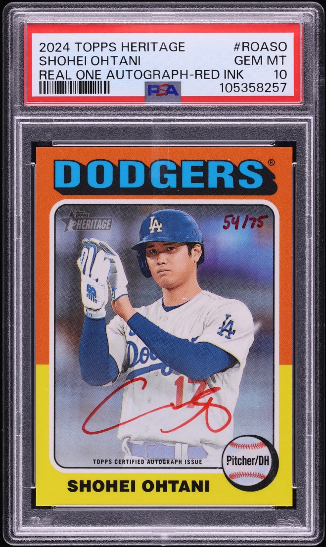 2024 Topps Heritage Real One Red Ink Shohei Ohtani AUTO /75 #ROASO PSA 10 GEM MINT