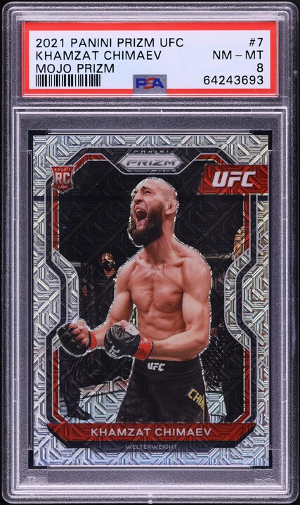 2021 Panini Prizm UFC Gold Khamzat Chimaev ROOKIE /10 #7 PSA 9