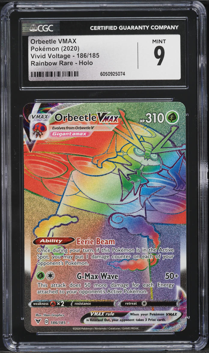 2020 Pokemon SWSH Vivid Voltage Hyper Rare Orbeetle VMAX #186 CGC 9 MINT - Main Image