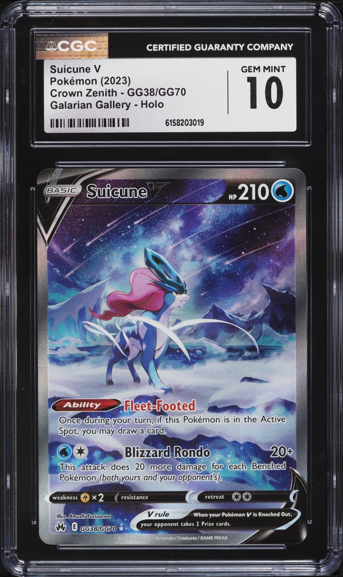 2023 Pokemon Sword & Shield Crown Zenith Alt Art Suicune V #GG38 CGC 10 GEM MINT