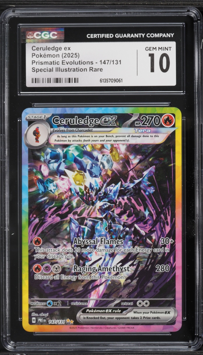 2025 Pokemon Scarlet & Violet Prismatic Evolutions SIR Ceruledge ex #147 CGC 10 GEM MINT