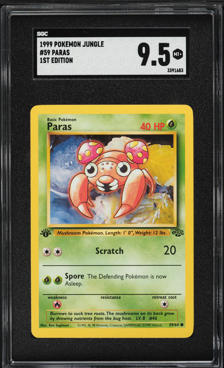 1999 Pokemon Jungle 1st Edition Paras #59 SGC 9.5 MINT+ - Main Image